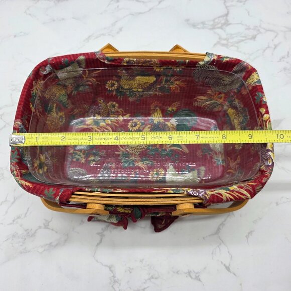 Longaberger 2000 Red Woven Memories Basket Protector Liner Country Chickens NEW - Picture 7 of 10